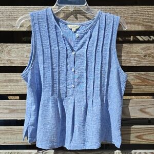 Max Studio Textured Blue Button-Up Blouse